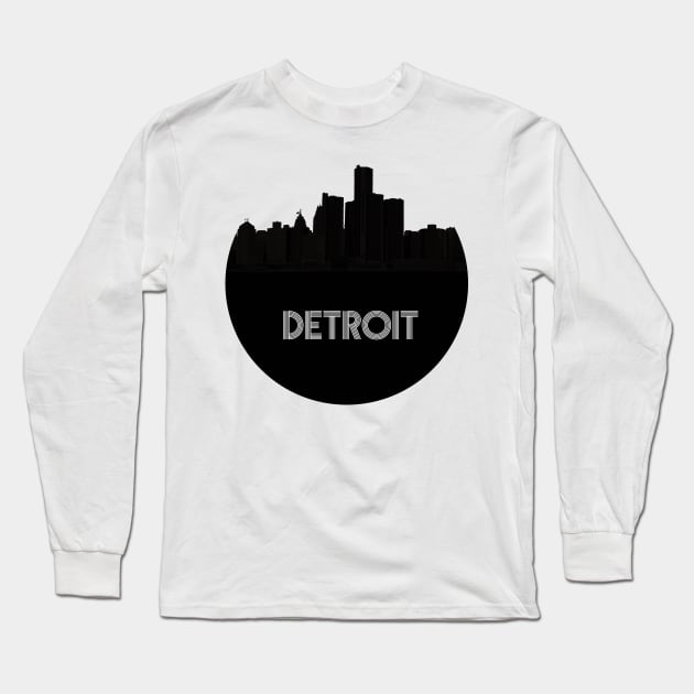 Detroit Skyline Long Sleeve T-Shirt by sasquatchbear